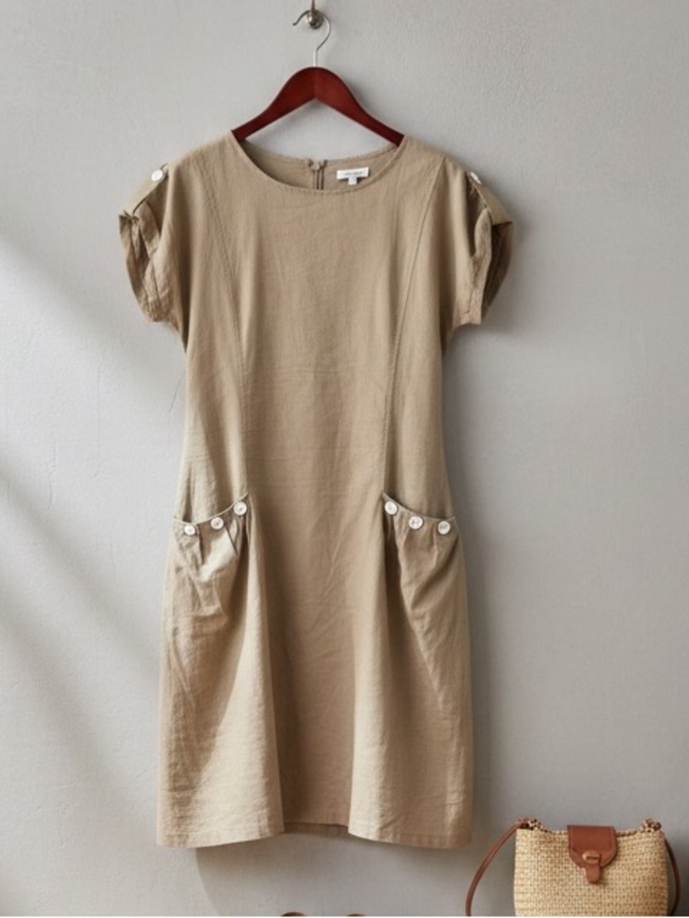 Simple Knee Length Brown Dress Size M